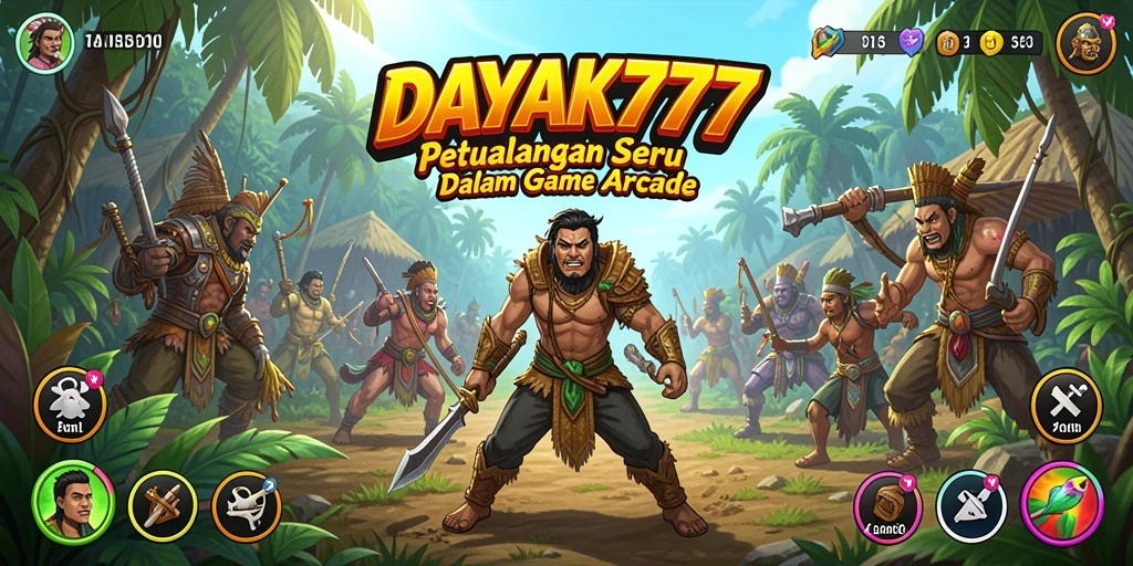 Tangkapan layar utama DAYAK777 menunjukkan aksi seru dalam gameplay Arcade.