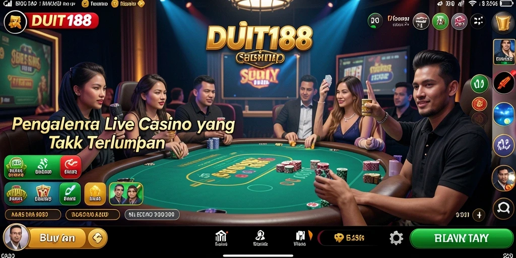 Tampilan gameplay mendebarkan dalam aplikasi Live Casino DUIT188.