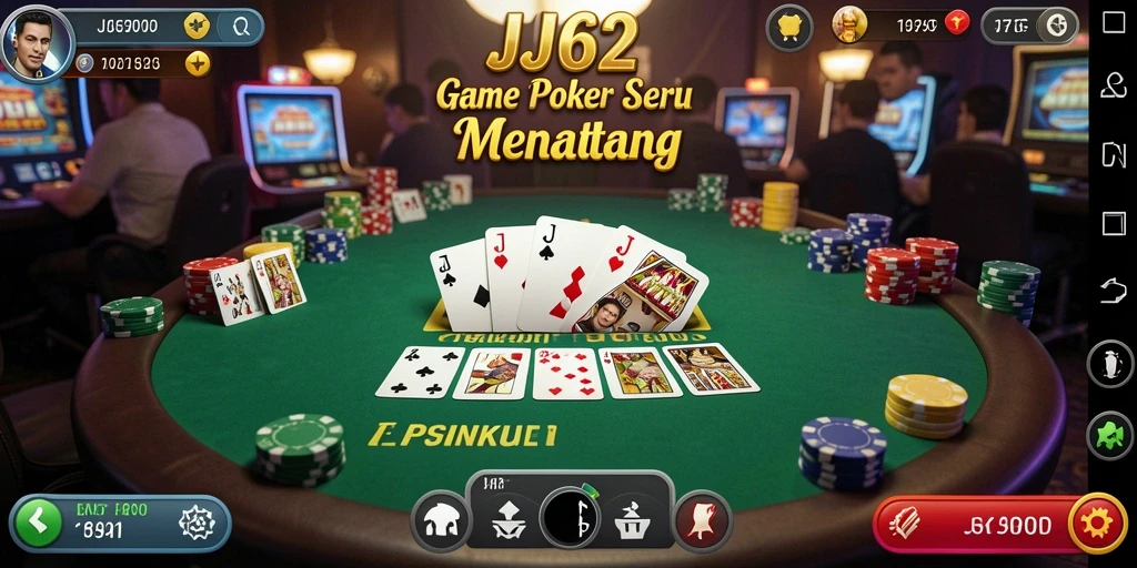 Tampilan gameplay Poker yang mendebarkan di JJ62.