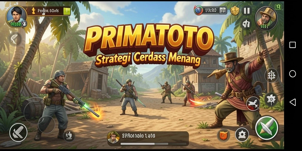 Tampilan gameplay menegangkan dalam PRIMATOTO menunjukkan pertempuran strategis.