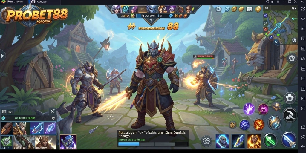 Screenshot gameplay PROBET88 yang menunjukkan pertempuran seru MMORPG.