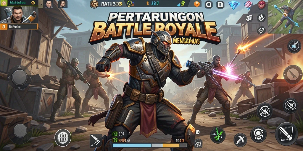 Tampilan aksi epik dalam gameplay RATU303 Battle Royale.