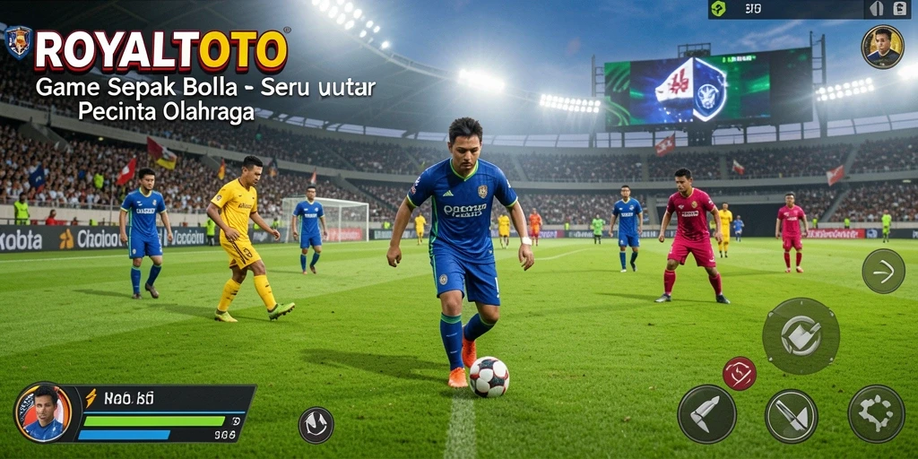 Tampilan aksi seru dalam game sepak bola ROYALTOTO.