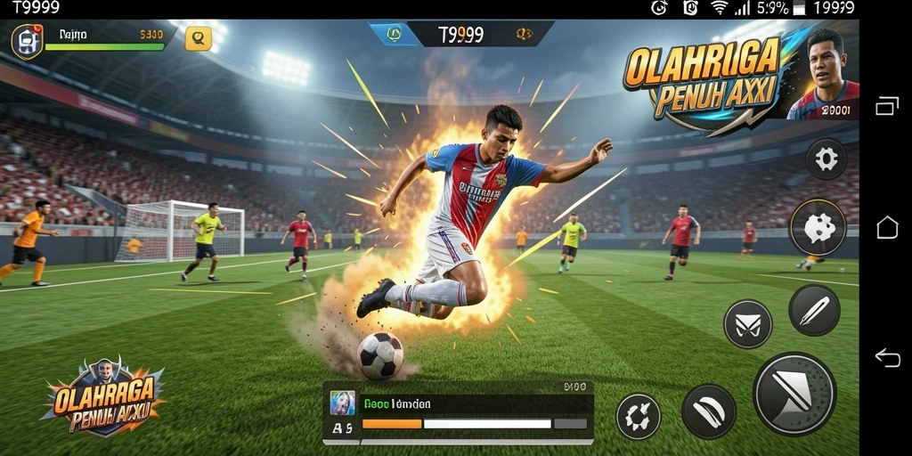 Screenshot T9999 menampilkan aksi seru dalam permainan olahraga.