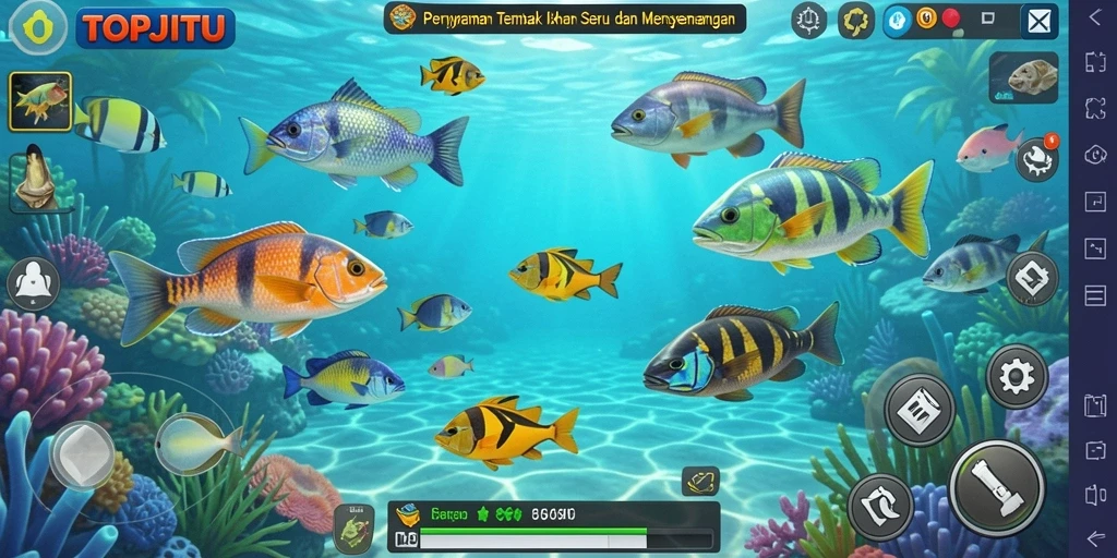 Gameplay seru dalam TOPJITU menembak ikan dengan grafis luar biasa.
